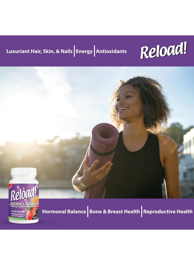 Reload! للنساء، طبيعي بالكامل، متعدد الفيتامينات، متعدد المعادن، ومضاد للأكسدة مع 24 فاكهة وخضار بالإضافة إلى البيوتين للشعر والبشرة والأظافر. 1 شهر من الإمدادات. - Image 3