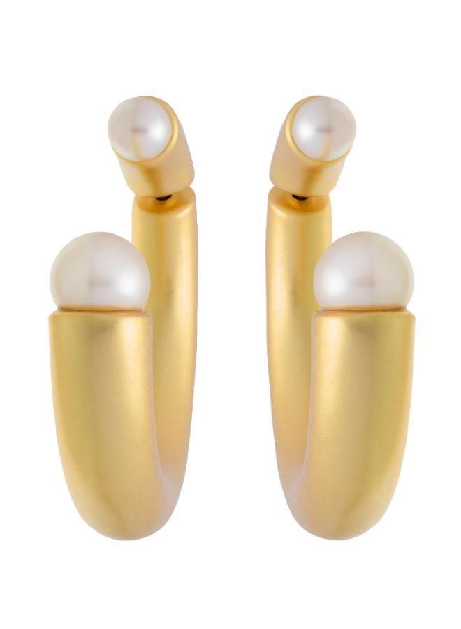REISS ANAIS: Curve Pearl Front Back Earrings  - Image 3