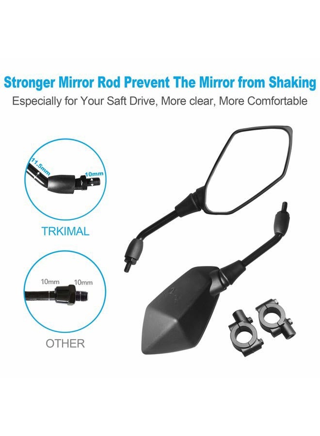 Trkimal Universal Adjustable Motorcycle Rear View Mirror - Rhombus Convex Mirror with 10mm Clockwise Thread Bolt for Handle Bar of Motorcycle, Scooter, Atv, Etc. - Image 2