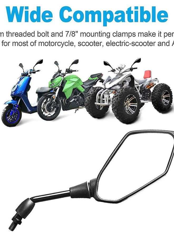 Trkimal Universal Adjustable Motorcycle Rear View Mirror - Rhombus Convex Mirror with 10mm Clockwise Thread Bolt for Handle Bar of Motorcycle, Scooter, Atv, Etc. - Image 4