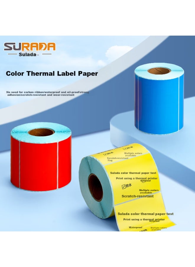 Surada Color Thermal Label Paper 80X60Mmx800 Sheets Red Thermal Paper Color Label Paper Color Thermal Printing Paper Adhesive Sticker Roll Label Bq-0137 - Image 1