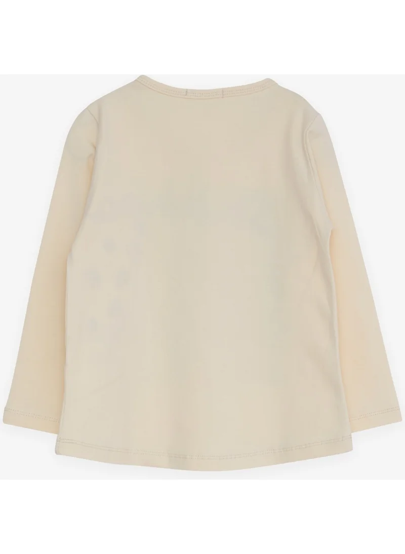 بريز Girls' Long Sleeve T-Shirt Sequin Girl Printed Cream (3-8 Years)