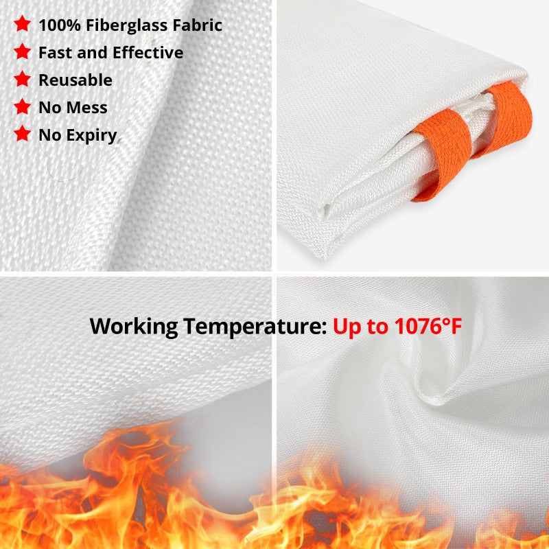 SecuCaptain Emergency Fire Blanket for Home and Kitchen - 2 Pack 40"x40" Flame Suppression Fiberglass Fire Blankets for House Camping Car Office Warehouse Emergency Survival Safety - Image 5