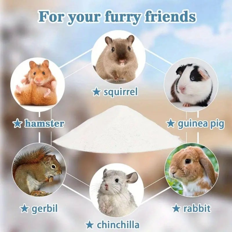 VAYINATO ® 200 جرام رمل حمام طبيعي فضفاض للهمسترات والحيوانات الأليفة الصغيرة | رمل تنظيف خالي من الغبار ومتحكم في الروائح لشيشيللا، خنازير غينيا، جربيلس | استحمام نظيف وآمن - Image 4