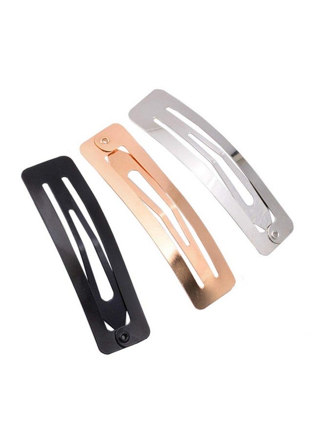 Luzen 30Pcs No Slip Metal Snap Hair Clips Grips Hair Barrettes Rectangle Bb Clips For Girls Women Hair Accessories 60Mm (Silver Black And Rose Gold) - Image 2