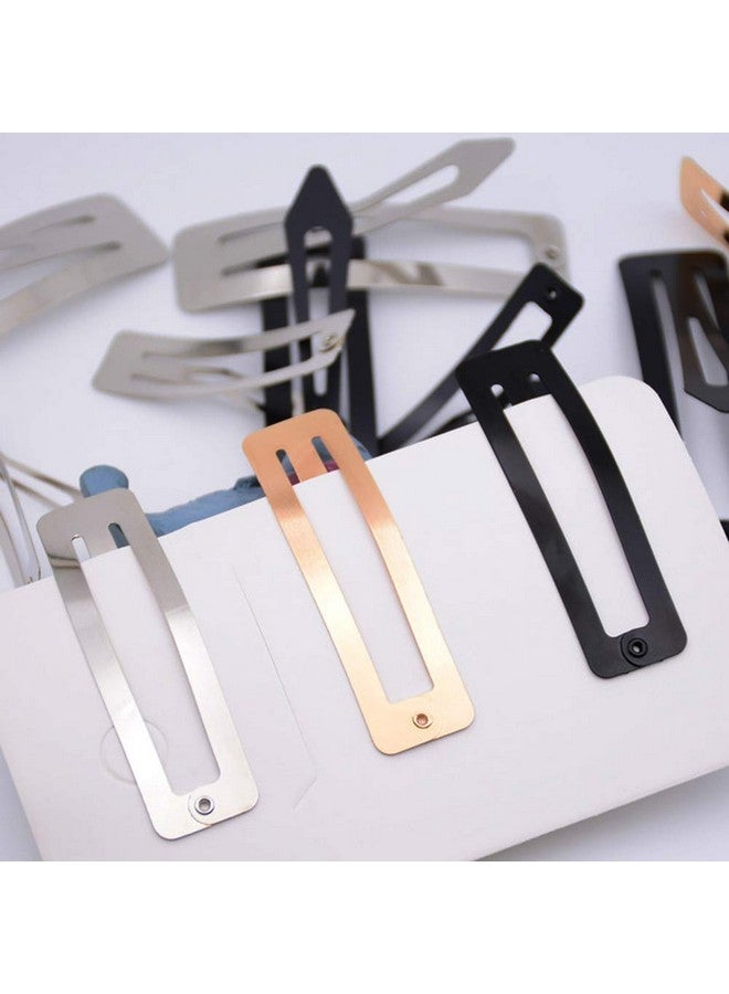 Luzen 30Pcs No Slip Metal Snap Hair Clips Grips Hair Barrettes Rectangle Bb Clips For Girls Women Hair Accessories 60Mm (Silver Black And Rose Gold) - Image 3