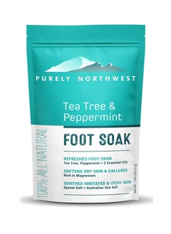 Purely Northwest Tea Tree Oil & Peppermint Foot Soak with Epsom Salt-for Stubborn Foot Odor, Athletes Foot Burning & Itching, Damaged Discolored Nails-A Natural Callus Remover 16 Ounces  - Image 1