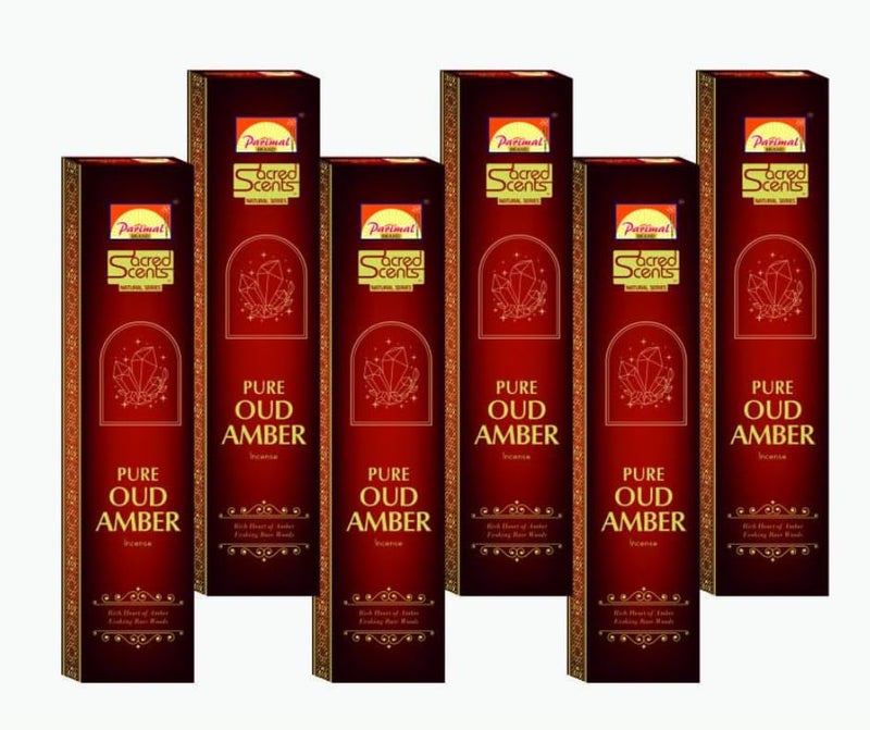 Parimal Incense (A6) | Sacred Scents Natural Pure Oud Amber Incense Sticks | Pack of 6-20 Grams X 6 = 120 G | Natural | Traditional | Hand Rolled Agarbathi | Traditional Incense | - Image 1