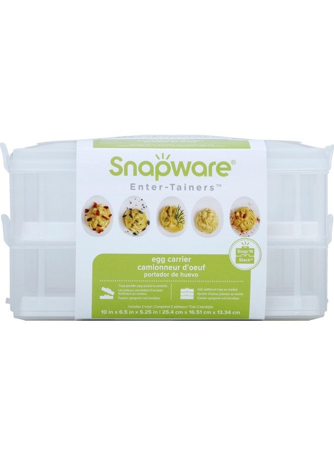 Snapware (2-Layer, 24 Eggs) Plastic Detachable Deviled Egg Carrier Storage Container With Lid and Handle, Freezer Dishwasher Microwave Safe - Image 3