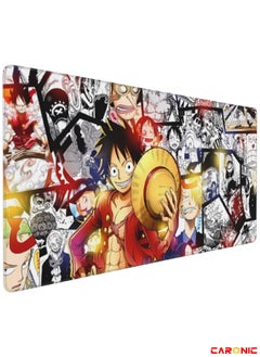 CARONIC Extended Gaming Mouse Pad with Stitched Edges Durable Non-Slip Natural Rubber Base  Waterproof Computer Keyboard Pad Mat For Esports Pros Gamer Desktop Office Anemi 2  - Image 2