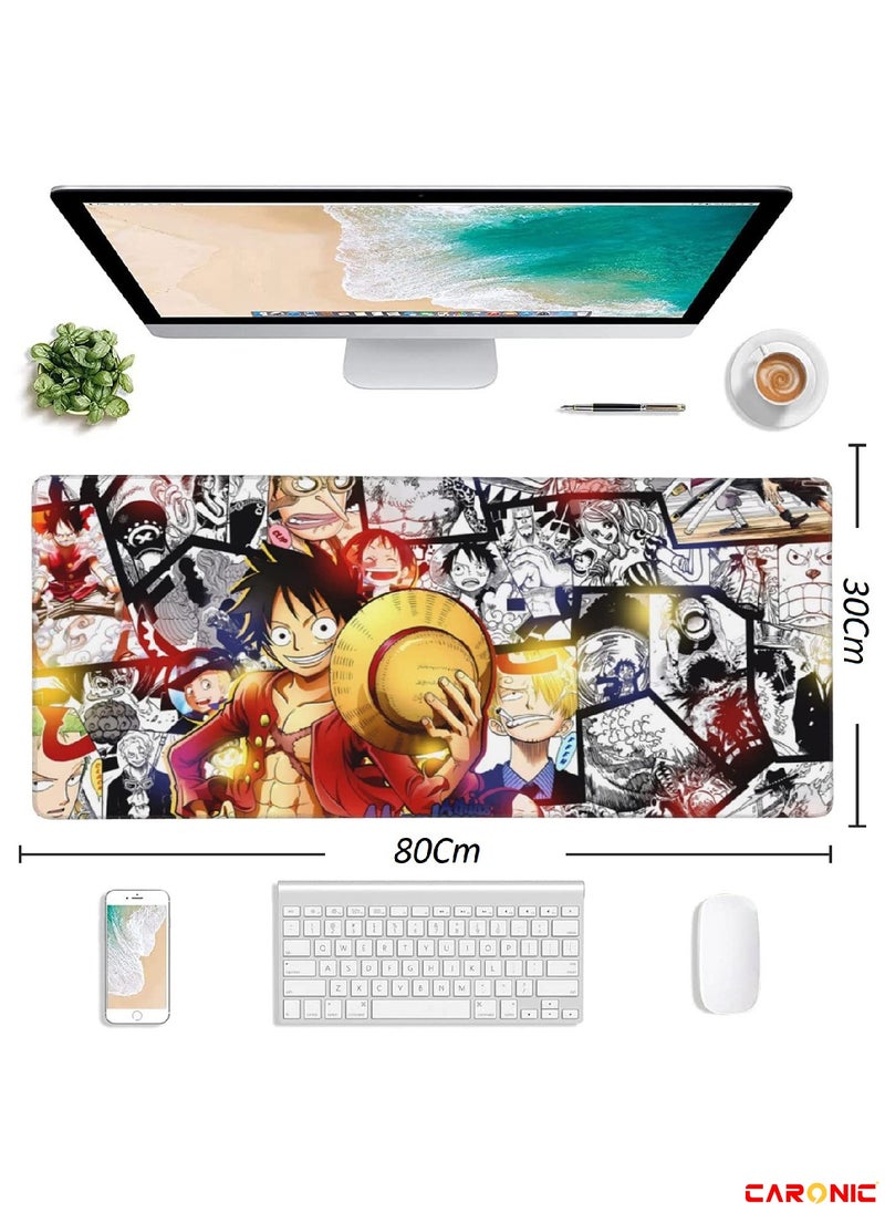 CARONIC - Extended Gaming Mouse Pad with Stitched Edges Durable Non-Slip Natural Rubber Base  Waterproof Computer Keyboard Pad Mat For Esports Pros Gamer Desktop Office Anemi 2 - Image 1
