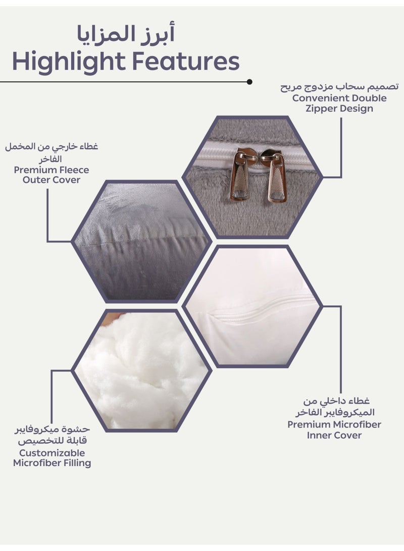 Donetella G-Shape Pregnancy Pillow – 180 cm Full Body Maternity Support Pillow with Removable Washable Velvet Cover – Support for Back, Legs, Belly & Hips – White - Image 4