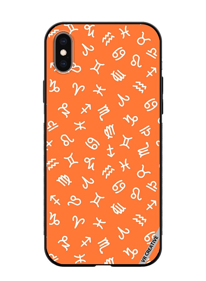 VR CREATIVE Protective Case Cover For Apple iPhone XS Max Orange Seamless Pattern With White Zodiac Signs Design Multicolour - Image 1