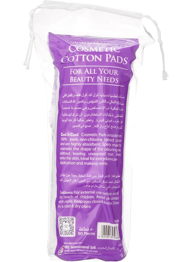 Cool & Cool Cosmetic Cotton Pads 80 Pieces 3 Pack - Image 2