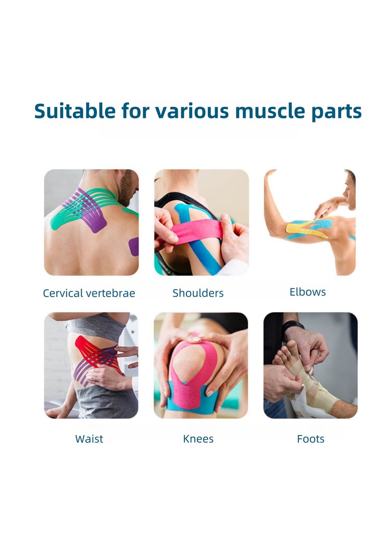 NOVOLAN NOVOLAN Kinesiology Tape, Sports Muscle Tape, Elastic Athletic Tape for Injury Recovery and Muscle Support, 4 Rolls Set: 2 Rolls 2.5cm x 5m in Black and Pink, 2 Rolls 5cm x 5m in Skin and Orange - Image 3