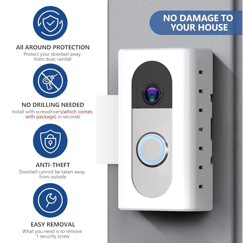 KIMILAR Anti-Theft Video Doorbell Mount Compatible with Ring/Blink Video Doorbell (Not for Blink 2025 ver.), Adjustable Mounting Bracket Accessories for Houses, Apartments, Not for Security Door - Image 4