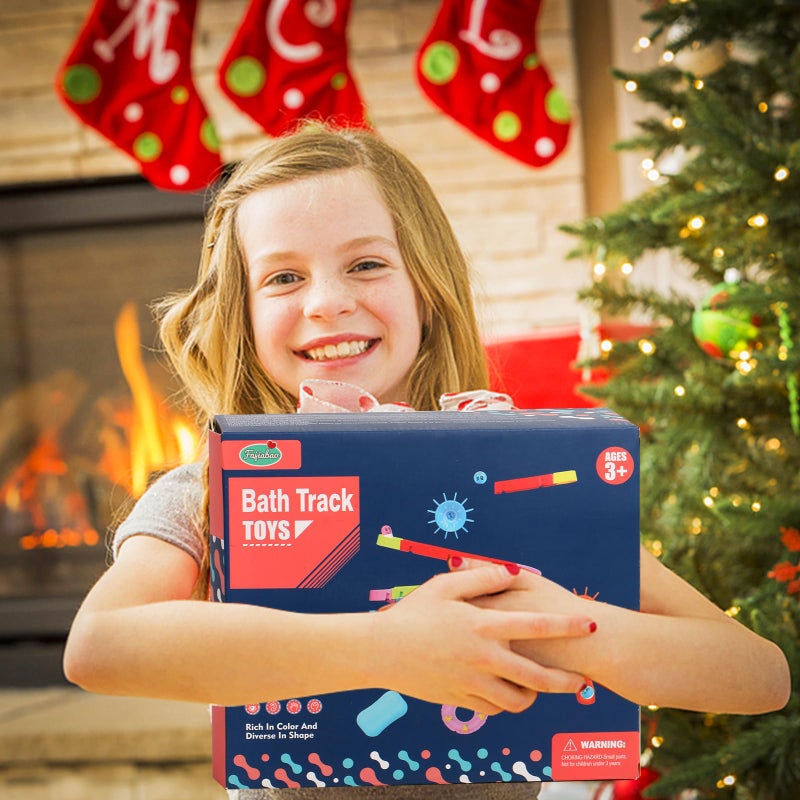 Fajiabao Bath Toys for Kids Ages 4-8 3-5 Toddler Bath Toys 38 PCS Fun Bathtub Shower Toys DIY Marble Run Slippery Slide Christmas Birthday Gift for 2 3 4 5 6 7 8 Year Old Boys Girls - Image 2