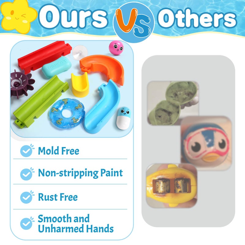 Fajiabao Bath Toys for Kids Ages 4-8 3-5 Toddler Bath Toys 38 PCS Fun Bathtub Shower Toys DIY Marble Run Slippery Slide Christmas Birthday Gift for 2 3 4 5 6 7 8 Year Old Boys Girls - Image 5