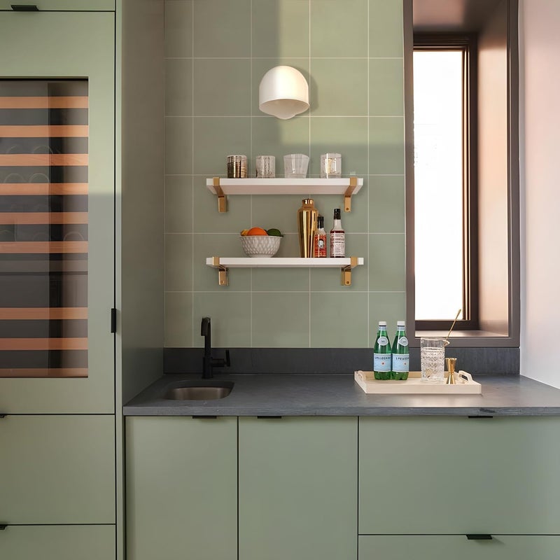 Alwayspon 25 Pack 6" Sage Green Textured Tile Stickers Self Adhesive Bathroom Kitchen Backsplash for Stovetop Peel and Stick Vinyl Wall Tile - Image 3