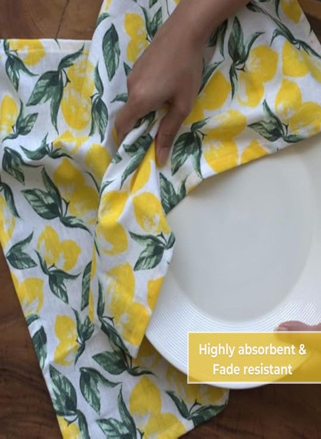 Oak & Lily Set of 3 Kitchen Napkins | Dish Towels | 100% Cotton | Premium European Quality | Washable, Large Size (40 * 60cm) Kitchen Cloth for Roti, Cleaning, Drying, Wiping | Lemon Yellow Print - Image 3