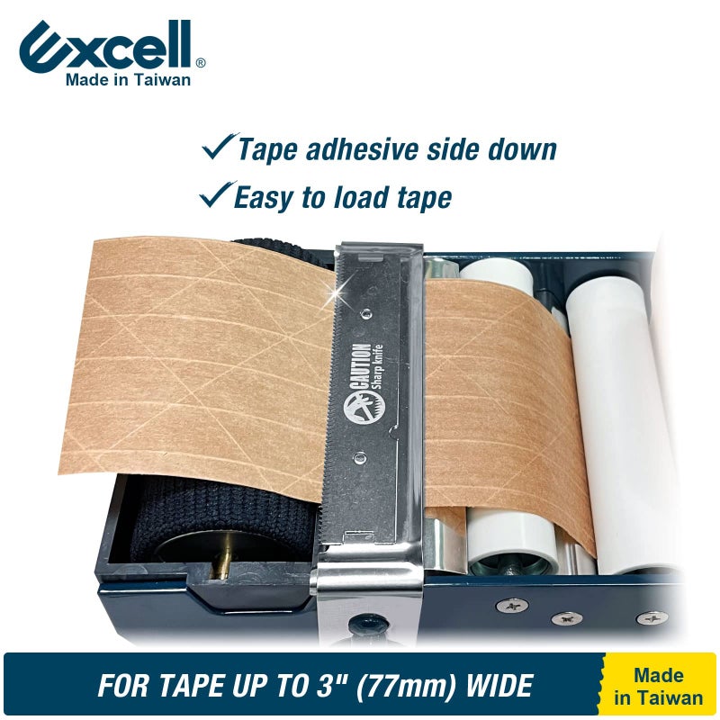 excell موزع شريط ورق كرافت لاصق مائي Excell ET-377: أسطوانة سهلة الاستخدام ترطب الشريط لقص سلس. مثالي لختم صناديق الشحن في المصانع والمخازن والمتاجر. - Image 4