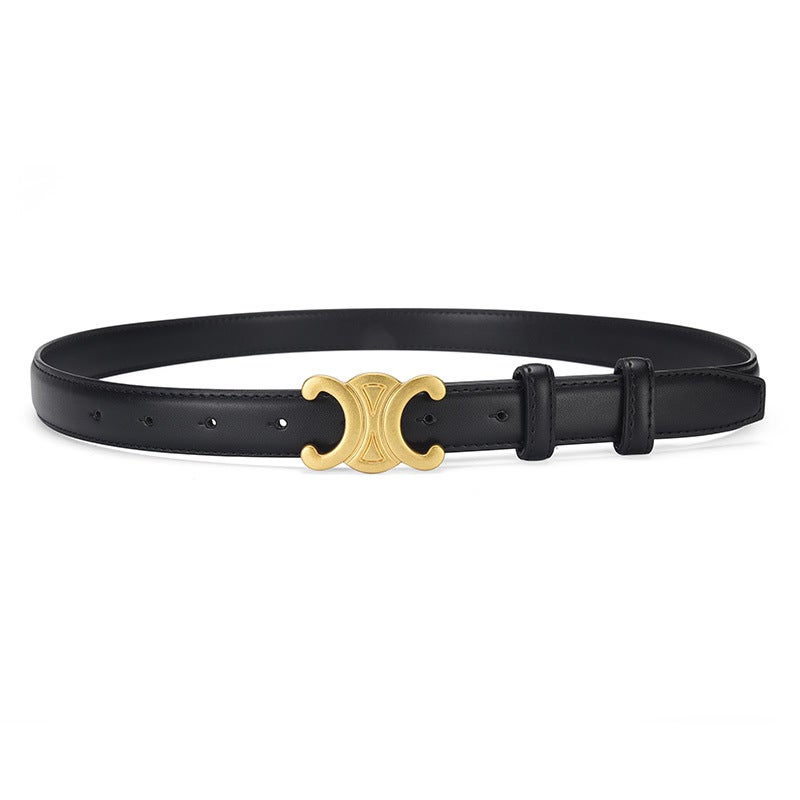 New Double C Belt Premium PU Womens Fashion Waistband Black  - Image 1