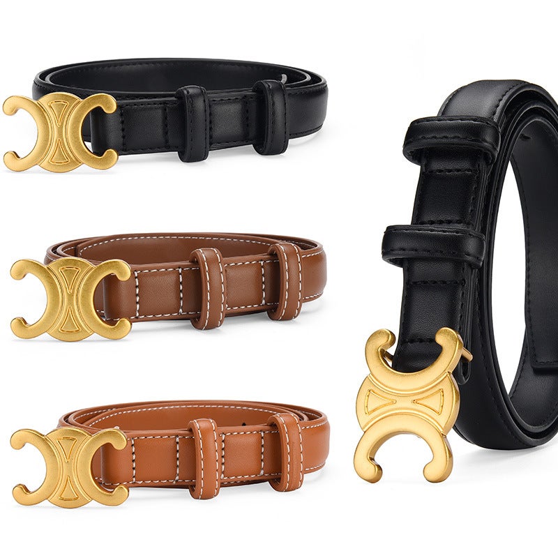 New Double C Belt Premium PU Womens Fashion Waistband Black  - Image 3