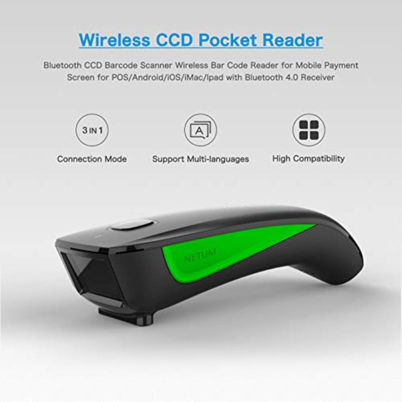 NETUM C740 Mini 1D Bluetooth Barcode Scanner for Tablet Phone PC 3-in-1 Portable Automatic USB Wireless CCD Bar Code Scanning Support Screen Scan for Tablet iPhone IPad Android Windows Mac - Image 2