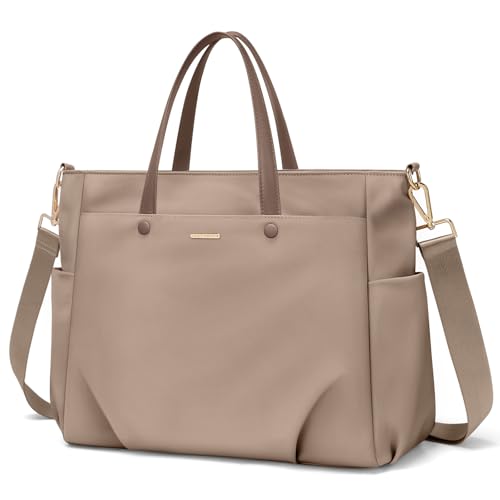 GOLF SUPAGS Laptop Tote Bag 15.6 Inch, Computer Shoulder Bag Large Work Tote Bag for Women, Laptop Carrying Case Stylish Handbag for Business Travel (Champagne) - Image 1