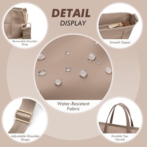 GOLF SUPAGS Laptop Tote Bag 15.6 Inch, Computer Shoulder Bag Large Work Tote Bag for Women, Laptop Carrying Case Stylish Handbag for Business Travel (Champagne) - Image 4