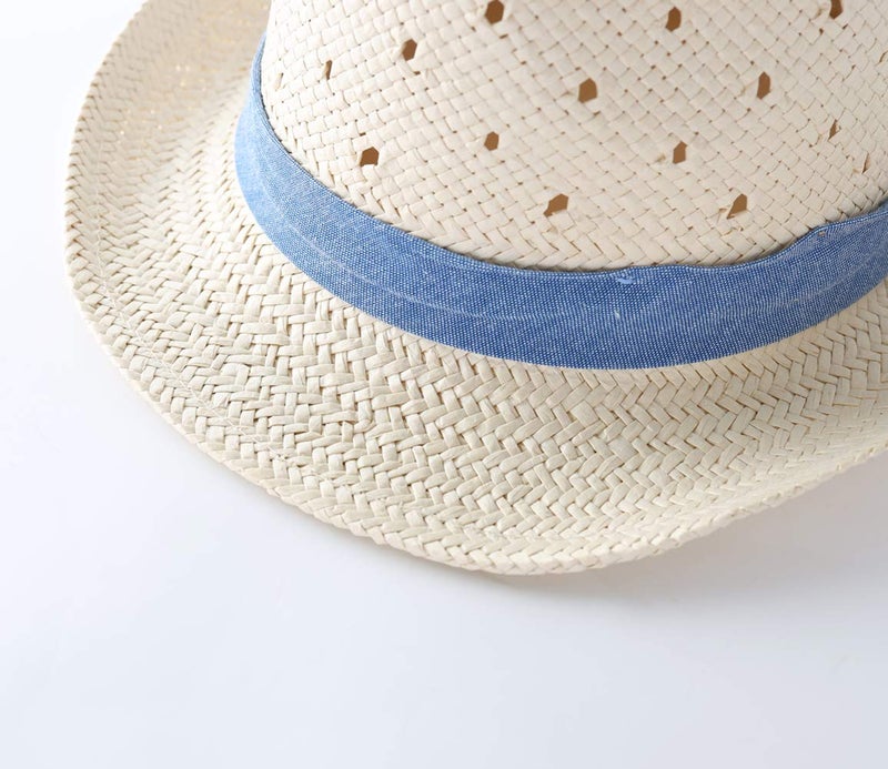 LLmoway Toddler Trilby Fedora Sun Hat for Boys Summer Beach Straw Hat Kids Breathable Safari Hat Denim - Image 3