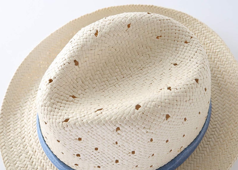 LLmoway Toddler Trilby Fedora Sun Hat for Boys Summer Beach Straw Hat Kids Breathable Safari Hat Denim - Image 5