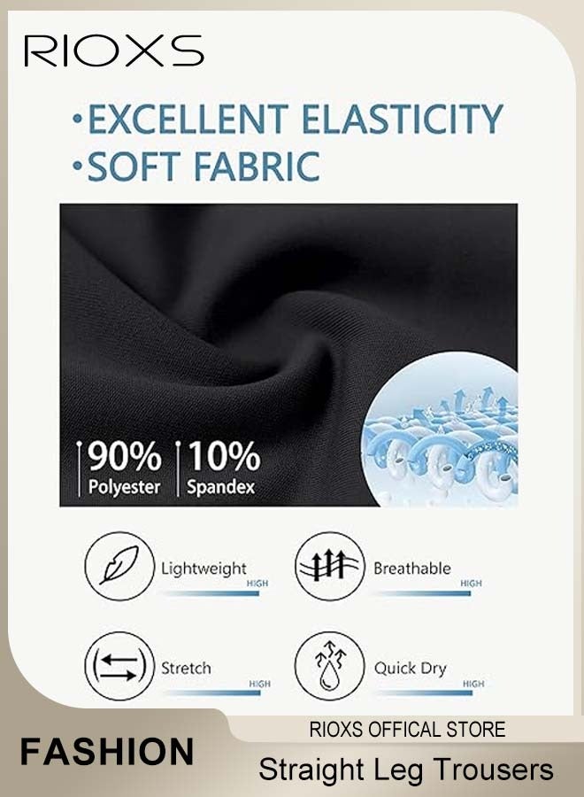 RIOXS Men's Sweatpants, Quick Dry Slim Fit Sports Pants With Two Side Pockets, Drawstring Elastic Waist Casual Straight Leg Trousers Slim Fit Stretch Jogger Pants for Running Workout Athletic Gym Hiking and More, Black - Image 4
