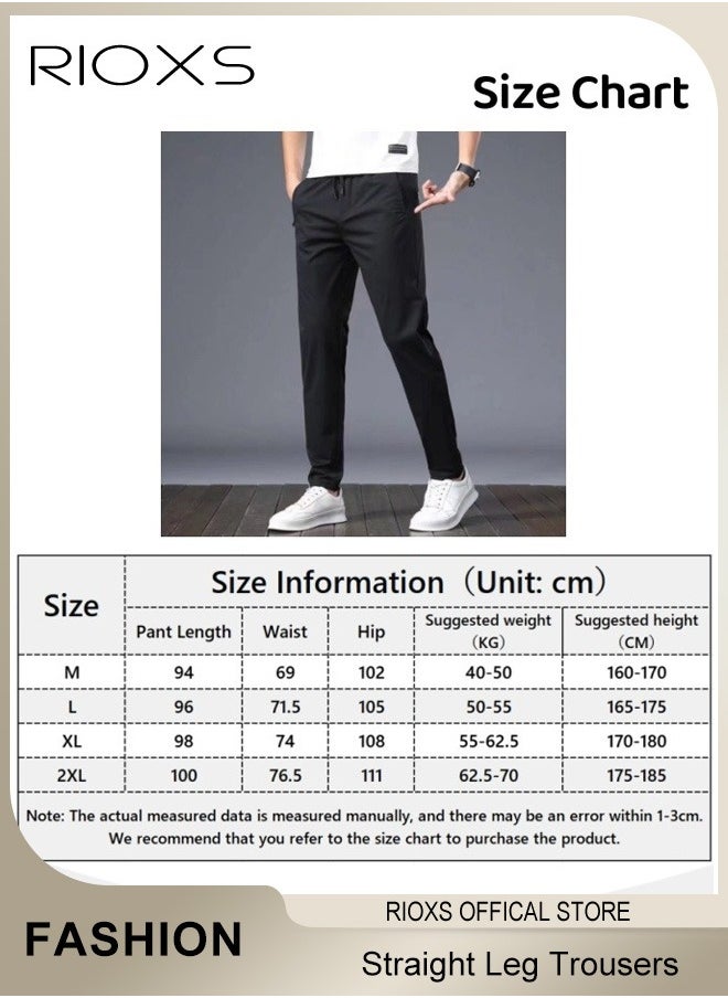 RIOXS - Mens Sports Pants, Drawstring Elastic Waist Casual Straight Leg Trousers, Slim Fit Pants With Two Side Pockets, Quick Dry Men's Sweatpants, Running Workout Athletic Gym Joggers Trousers - Image 1