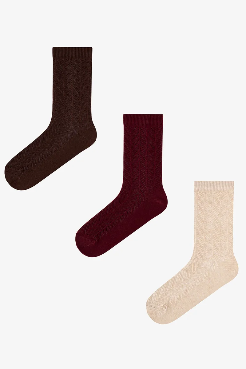 Penti PENTI Braided Colosio Openwork Pattern Twin Crew Socks