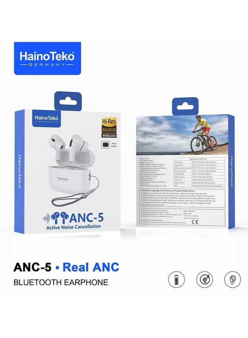 Haino Teko HainoTeko ANC-5 True Wireless Earbuds | Real Active Noise Cancellation (ANC), HD Clear Mic, Smart Touch Control, Compatible iPhone/iPad - Image 2