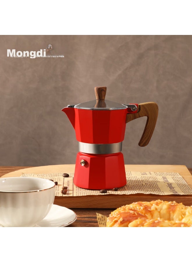 Mongdio Moka Pot, Single Valve Pour-over Coffee Maker, Italian Espresso Machine, Home Use Coffee Brewing Pot, 3 Cups Capacity, 150ml - Image 1
