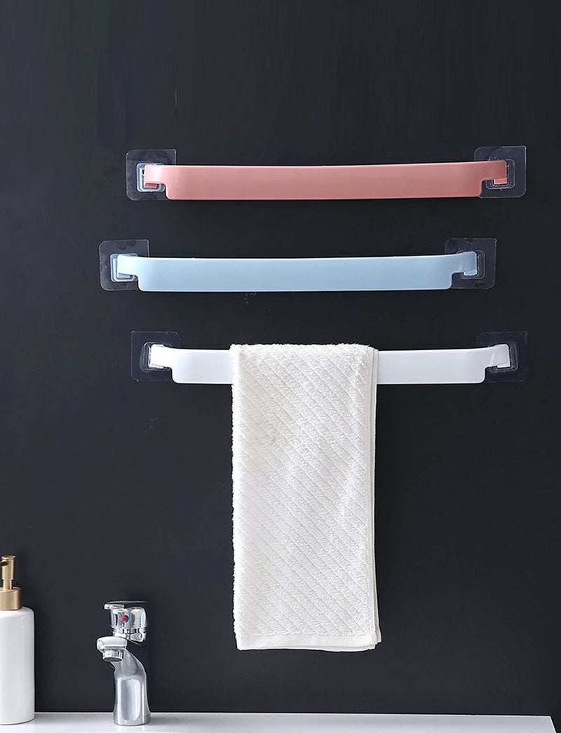 XIBO Bathroom Towel Hanger | Plastic Towel Holder | Bath Kitchen Hotel Self Adhesive Hanging Rail | Bathroom Supplies Rod Organizer Rack (Random Color) (3) - Image 1