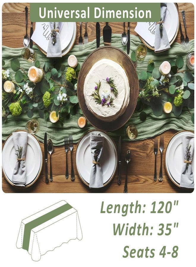 Mkobon Sage Green Table Runner, 120 Inch 10 FT Boho Rustic Cheesecloth Gauze, Farmhouse Centerpieces Decor for Wedding Spring Easter Baby Bridal Shower Party Decoration, 1 Pack - Image 3