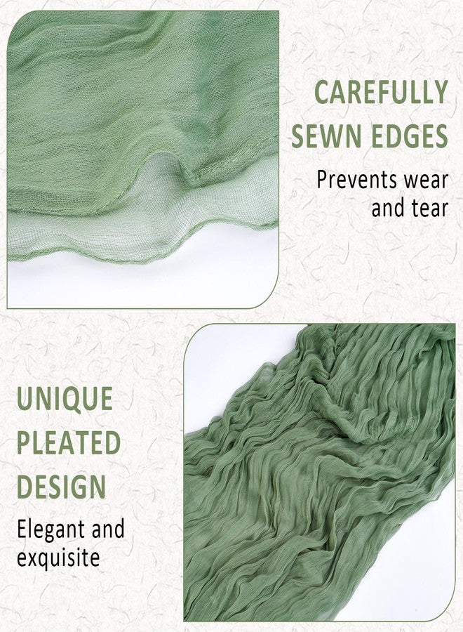 Mkobon Sage Green Table Runner, 120 Inch 10 FT Boho Rustic Cheesecloth Gauze, Farmhouse Centerpieces Decor for Wedding Spring Easter Baby Bridal Shower Party Decoration, 1 Pack - Image 5