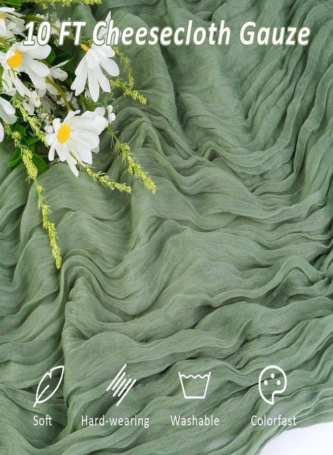 Mkobon Sage Green Table Runner, 120 Inch 10 FT Boho Rustic Cheesecloth Gauze, Farmhouse Centerpieces Decor for Wedding Spring Easter Baby Bridal Shower Party Decoration, 1 Pack - Image 2