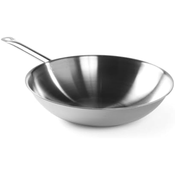 هندي Sartn Wok De 3 Capas Sin Tapa Apto Para Todas Las Fuentes De Calor Y El Lavavajillas Duradero Y Excelente Retencin Del Calor Base 145 مم 360XH90 مم ألومنيوم أسيرو غير قابل للأكسدة - Image 1
