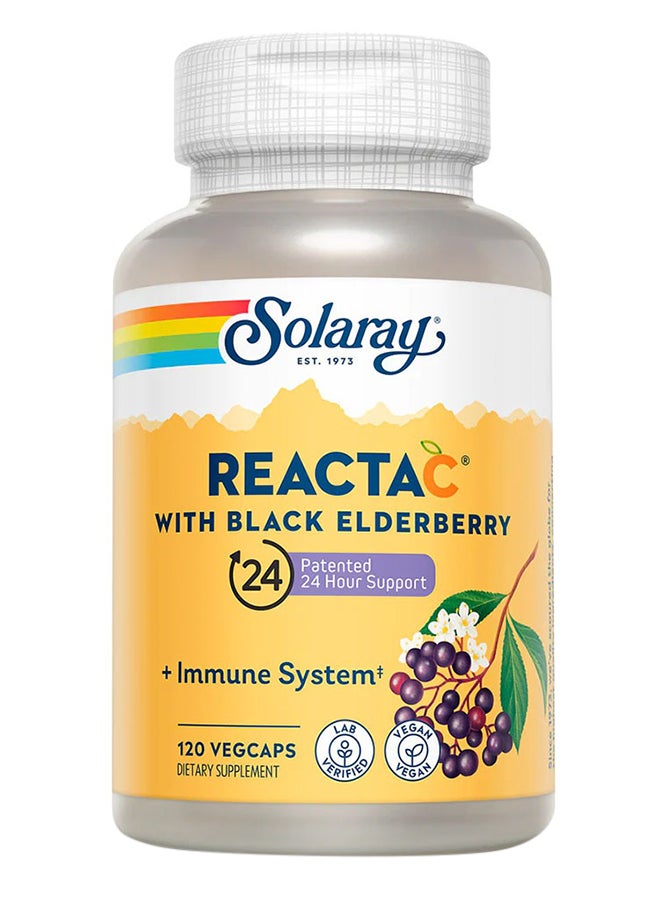 SOLARAY كبسولات رياكتا سي مع البلسان الأسود لدعم المناعة، عبوة 120 كبسولة - Image 1