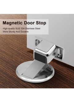 Shrux Magnetic Door Stopper Stainless Steel Door Holder with Double Sided Adhesive Tape or Hardware Screws Morden Design Heavy Duty Steel Door Stop for Home Office  - Image 2