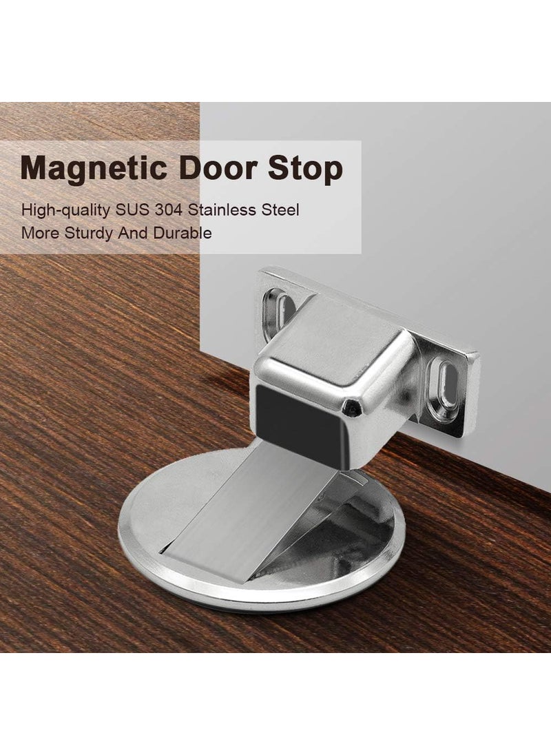Shrux Magnetic Door Stopper Stainless Steel Door Holder with Double Sided Adhesive Tape or Hardware Screws Morden Design Heavy Duty Steel Door Stop for Home Office  - Image 2