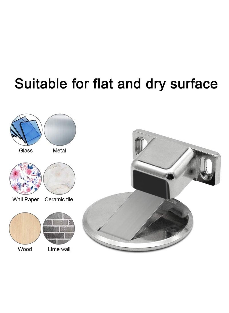 Shrux Magnetic Door Stopper Stainless Steel Door Holder with Double Sided Adhesive Tape or Hardware Screws Morden Design Heavy Duty Steel Door Stop for Home Office  - Image 5