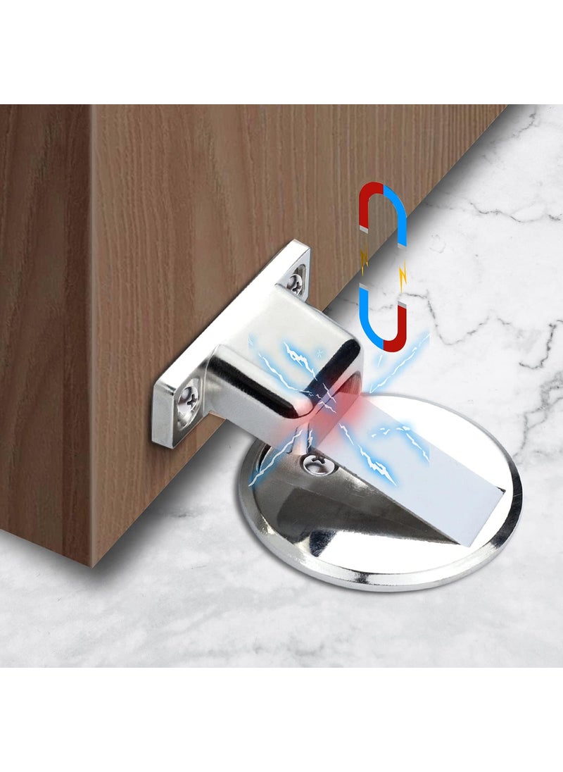 Shrux Magnetic Door Stopper Stainless Steel Door Holder with Double Sided Adhesive Tape or Hardware Screws Morden Design Heavy Duty Steel Door Stop for Home Office  - Image 1