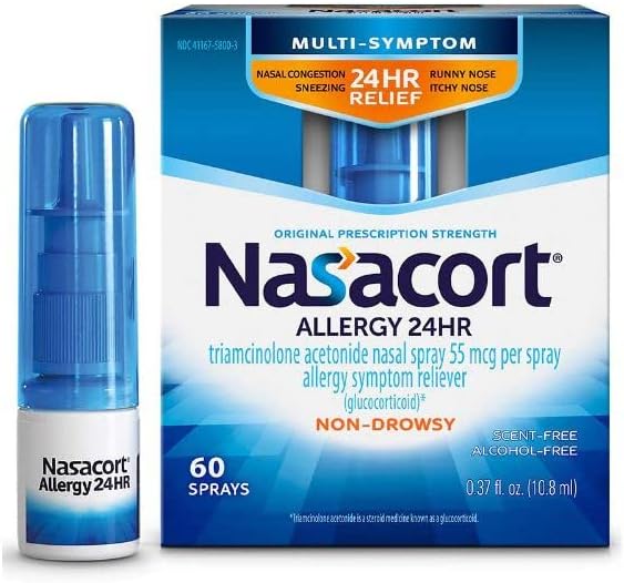 Nasacort Allergy 24 Hr MultiSymptom Nasal Allergy Spray  60 Sprays Pack of 4 - Image 1