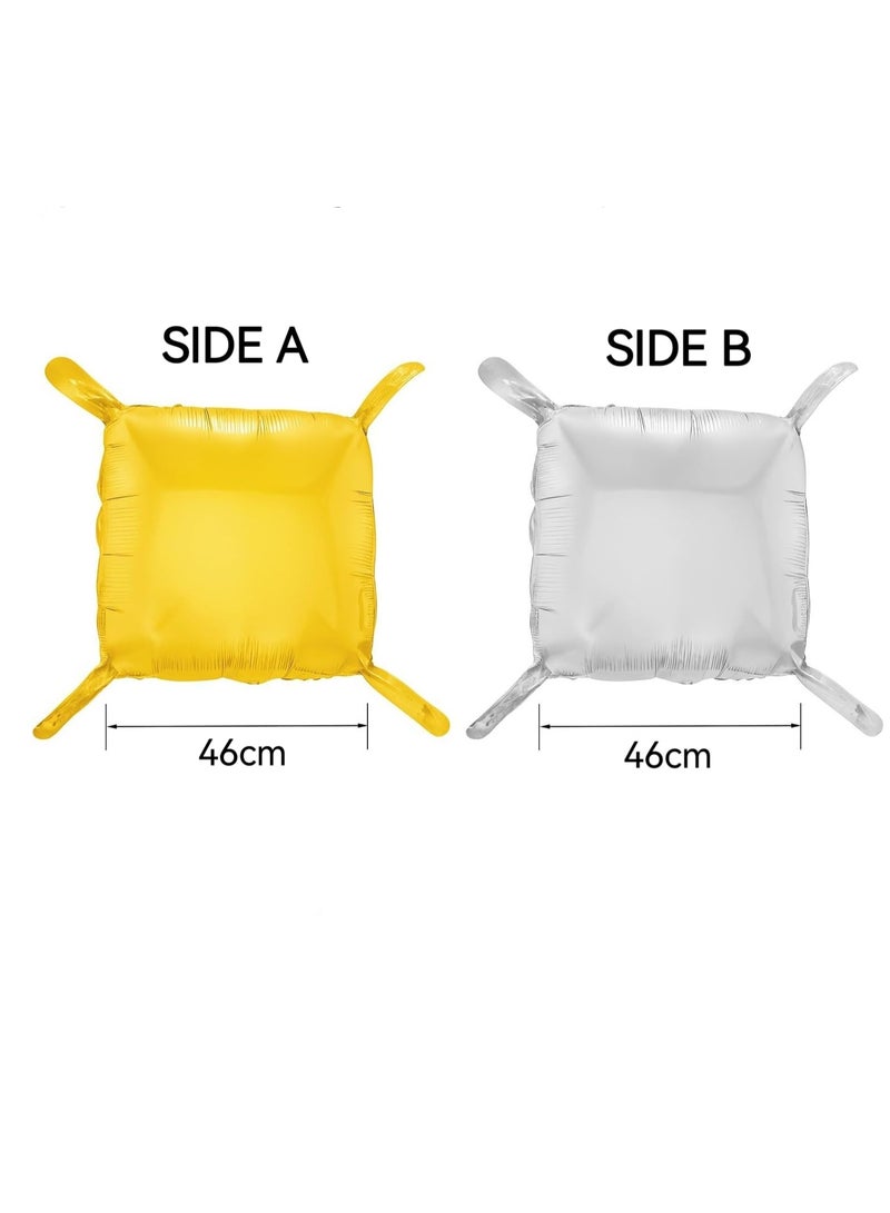 25 قطعة من البالونات المربعة المزدوجة، بالونات من رقائق معدنية مربعة ذهبية وفضية، خلفية جدارية، (19 بوصة) لحفلات توديع العزوبية، الزفاف، الذكرى السنوية، ديكور خلفية لحفلات أعياد الميلاد - Image 5