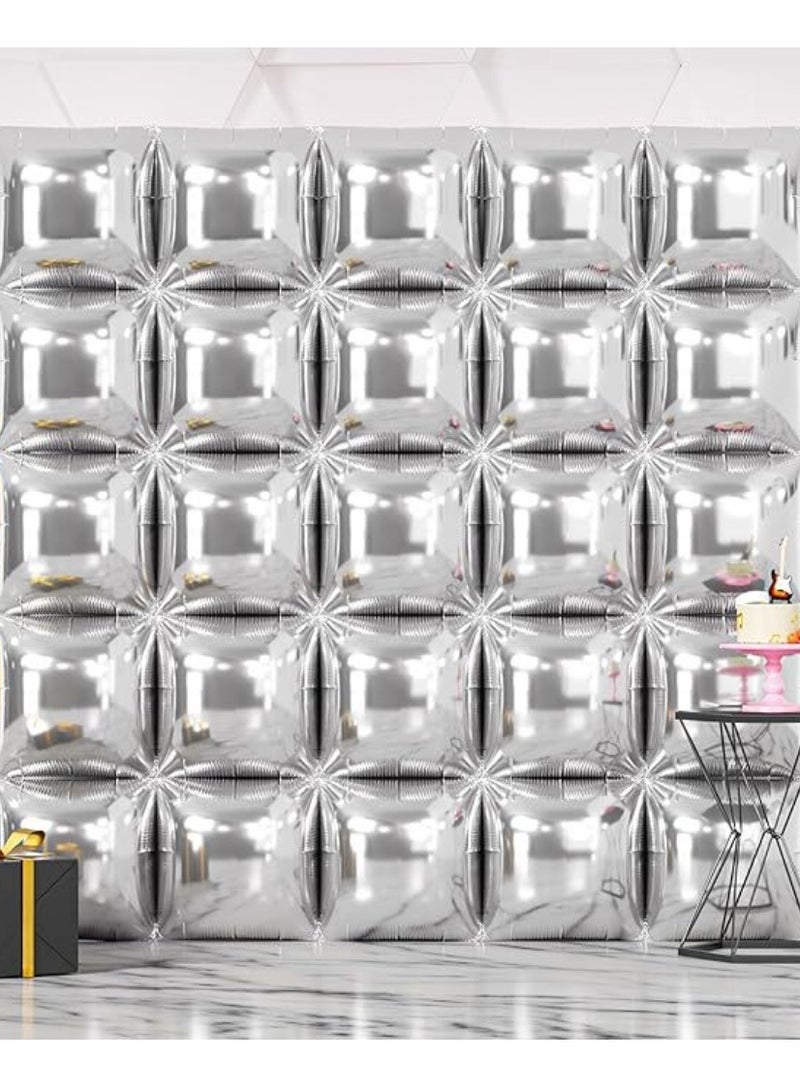 25 قطعة من البالونات المربعة المزدوجة، بالونات من رقائق معدنية مربعة ذهبية وفضية، خلفية جدارية، (19 بوصة) لحفلات توديع العزوبية، الزفاف، الذكرى السنوية، ديكور خلفية لحفلات أعياد الميلاد - Image 4